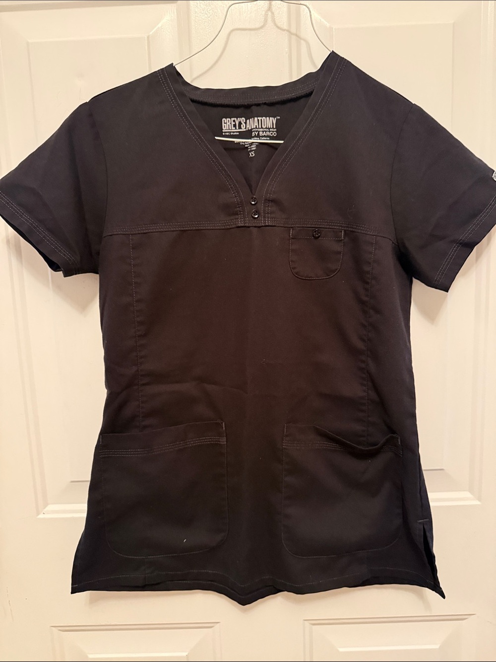 Grey's Anatomy Black Short Sleeve V-Neck Scrub Top XS